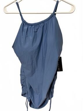 Janela Bay High Neck Long Tankini Top Stone Blue XL